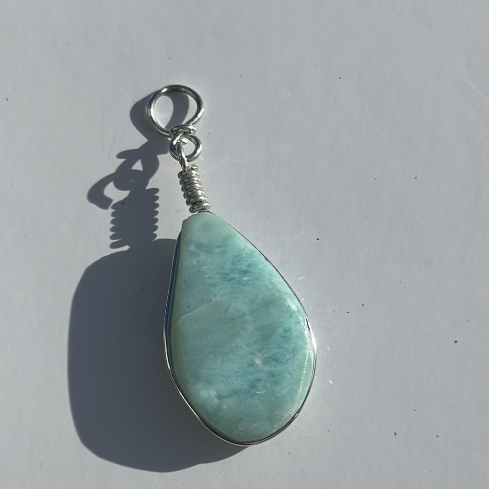 Elegant Silver and Larimar Teardrop Necklace